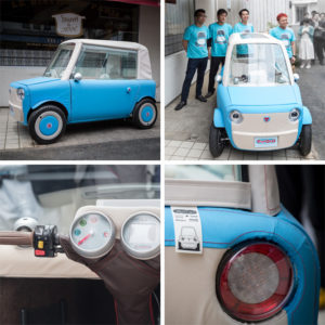 「人にやさしい街」を実現する布製ボディのカワイイ電気自動車の公道走行を実現しよう！