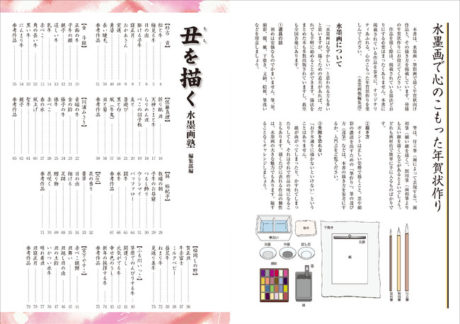 水墨画年賀状 丑を描く